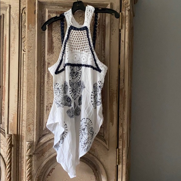 Free People Halter Tank Top Blue sz Medium - Picture 1 of 6